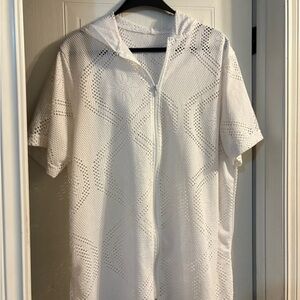 White Short Sleeve womens coverup